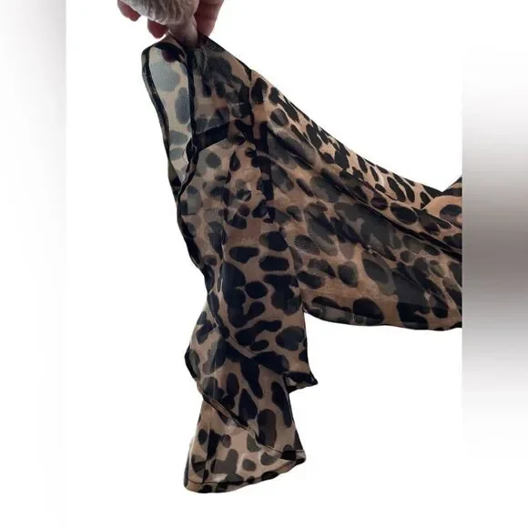 SHEER LEOPARD ANIMAL PRINT‎ KIMONO, XL - Picture 6 of 9